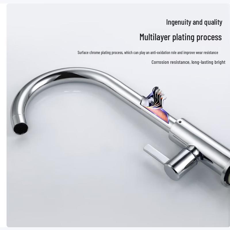 MINXI Kitchen Faucet Single Cold High-Arc Rotating Brass Sink Tap