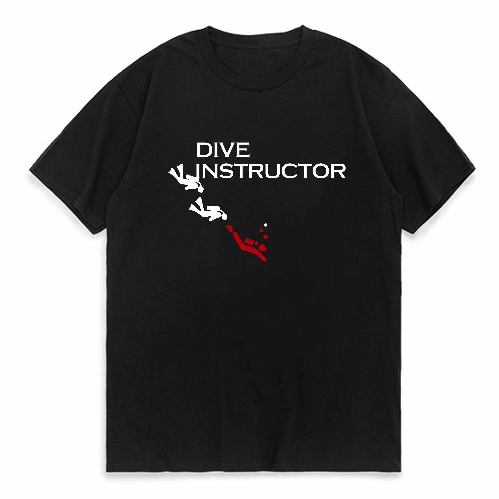 Creative Summer Pure Cotton SweatAbsorbing Scuba Dive Instructor Print TShirt Unisex Short Sleeve