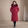 Middle-aged and elderly large-size thin cotton-padded jacket, mother down cotton-padded jacket, winter clothing, long over-knee thickened cotton-padd
