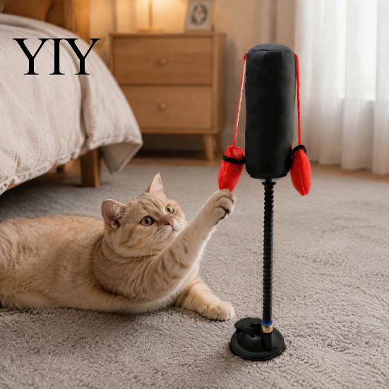 Fun Boxing Game Toys for Indoor Pets Cat Punching Bag Toy, Interactive Punch Toy with Dangling Gloves, Suction Stable Base Cats Cup Base, Exercise And