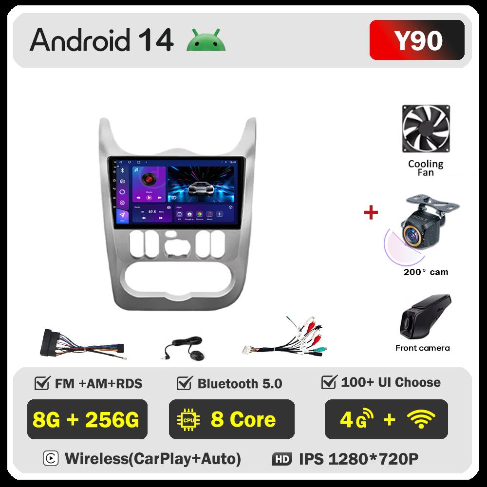 Для Renault Logan 1 Sandero 2009-2015 Largus Dacia Duster Автомобильный мультимедийный видеоплеер с сенсорным экраном Android 14 Авторадио 5G Wifi