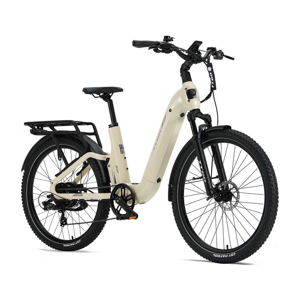 Электровелосипед TTGO E-SUVO, двигатель 250 Вт, аккумулятор 48 В 15 Ач, максимальный запас хода 120 км, шины 27,5" × 2,4", рама с задней подвеской, гидравлические дисковые тормоза, 7-скоростная трансмиссия Shimano