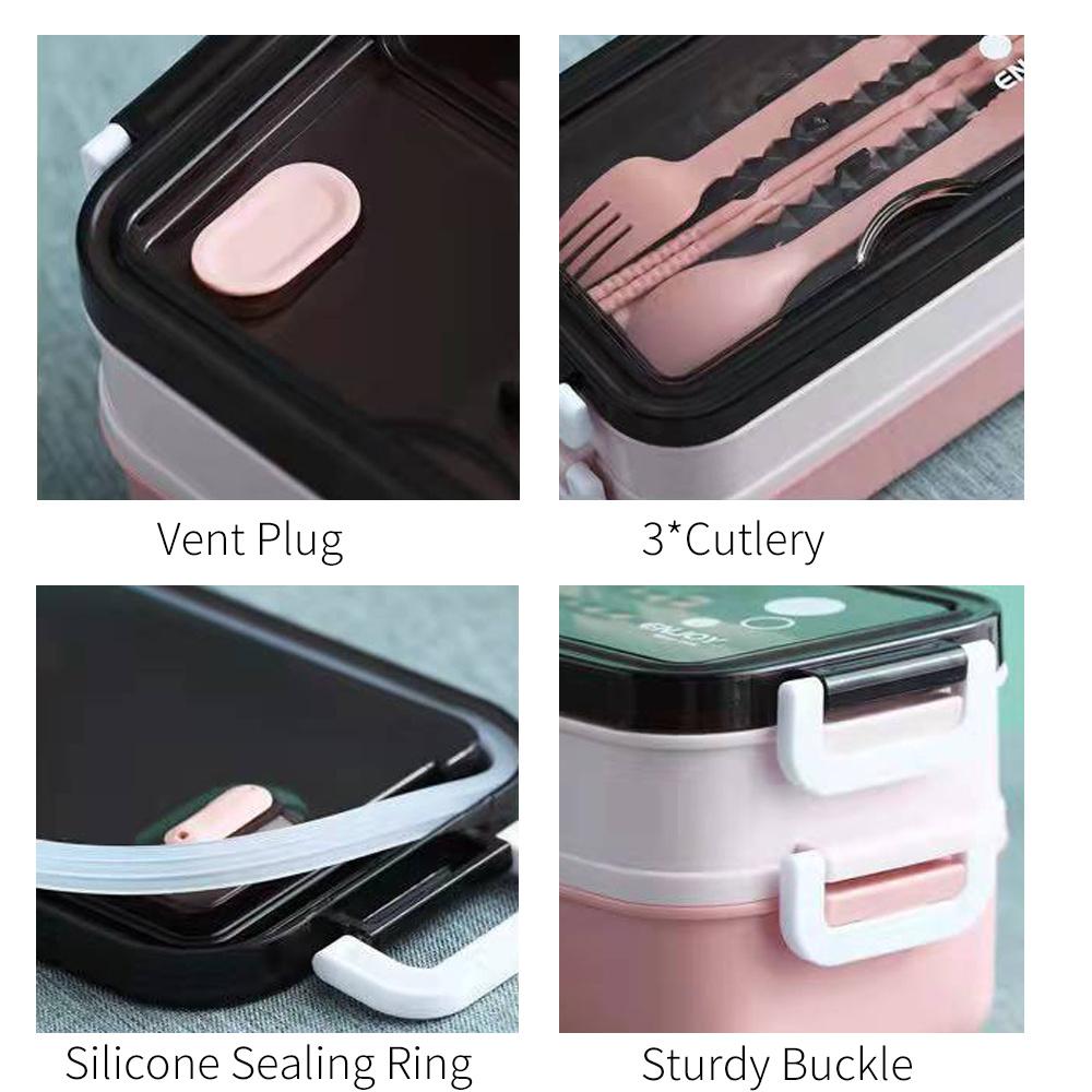 Двухслойный ланч-бокс 1 шт. Портативный контейнер для еды с отделениями, микроволновый ланч-бокс с вилкой, палочками и ложкой для школы, офиса