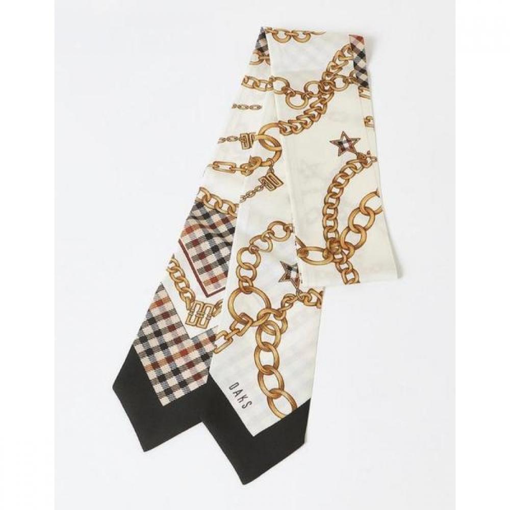 Daks Beige Chain Print Silk Scarf Dcsc3e821i2