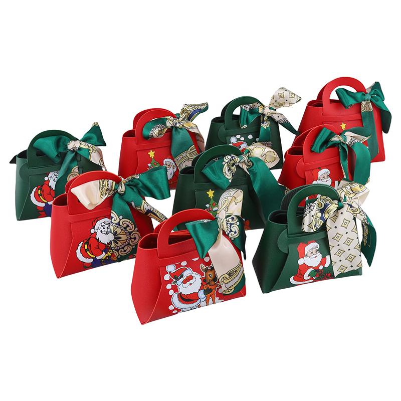 1 шт. рождественская вечеринка декор ручной подарочный пакет рождественские коробки конфет с принтом Санта-Клауса коробка конфет из искусственной кожи
