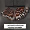 26-Piece Portable Makeup Brush Set with Animal Hair for Artists – Includes Powder and Eyeshadow Brushes