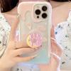 Korean Summer Ice Cream Donut Bracket Clear Soft Phone Case For Iphone 14 12 11 13 Pro Xr X Xs Max Holder Cute Protective Cover