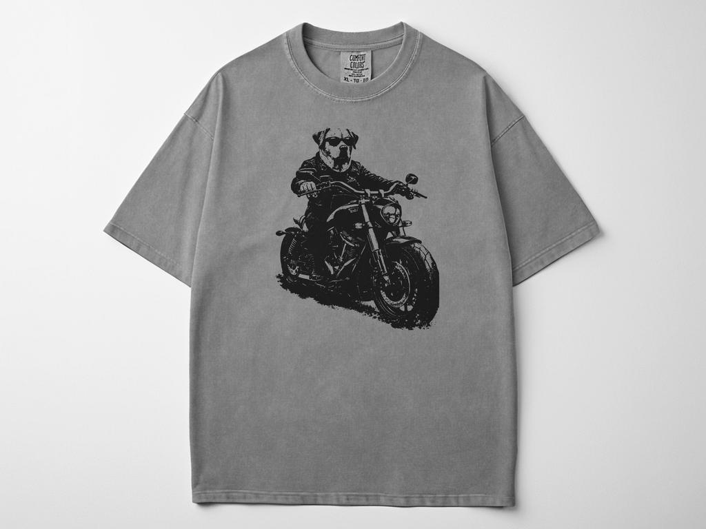 Labrador Motorcycle T-Shirt: Biker Dog Rider Gift Tee for Lab Moms or Dads