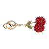 2pcs Sparkling Finish Cherry Keychain Red & Pink Key Ring Pendant Fruit Bag Charm  For Car Accessory