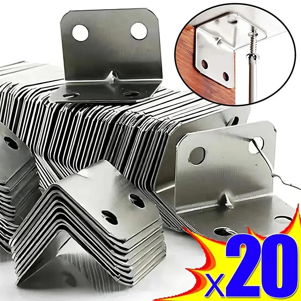 20pcs 90 Degree Angle Iron Bracket Corner Connector for Wood Furniture Tables Cabinets Wardrobes Heavy Duty Fixed Support