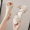 Sandals Summer Women's Fashion and Comfort 2025 New Thick Heel One-word Buckle Korean Version Casual Middle Heel Outer Women's Shoes