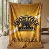 Boston Bruins Custom Flannel Throw Blanket Print Your Name Text Soft Warm Blanket Holiday Present