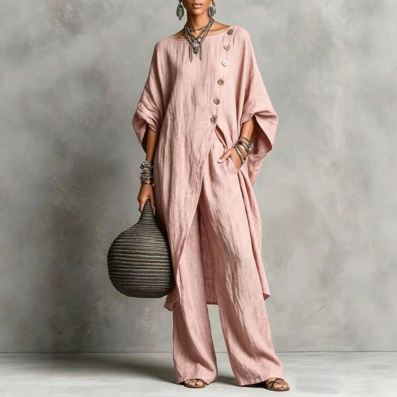 2026 Womens Asymmetrical Shirt Set Casual Urban Fashion Long Sleeve Pants