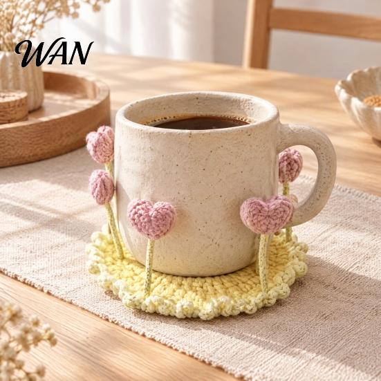 Diy Flower Coaster Set Blooming Crochet Kit, 3D Cup Mat for Coffee Tea Personalized Home Decor Mugs, DIY Craft Set, Heat-Insulating Non-Slip