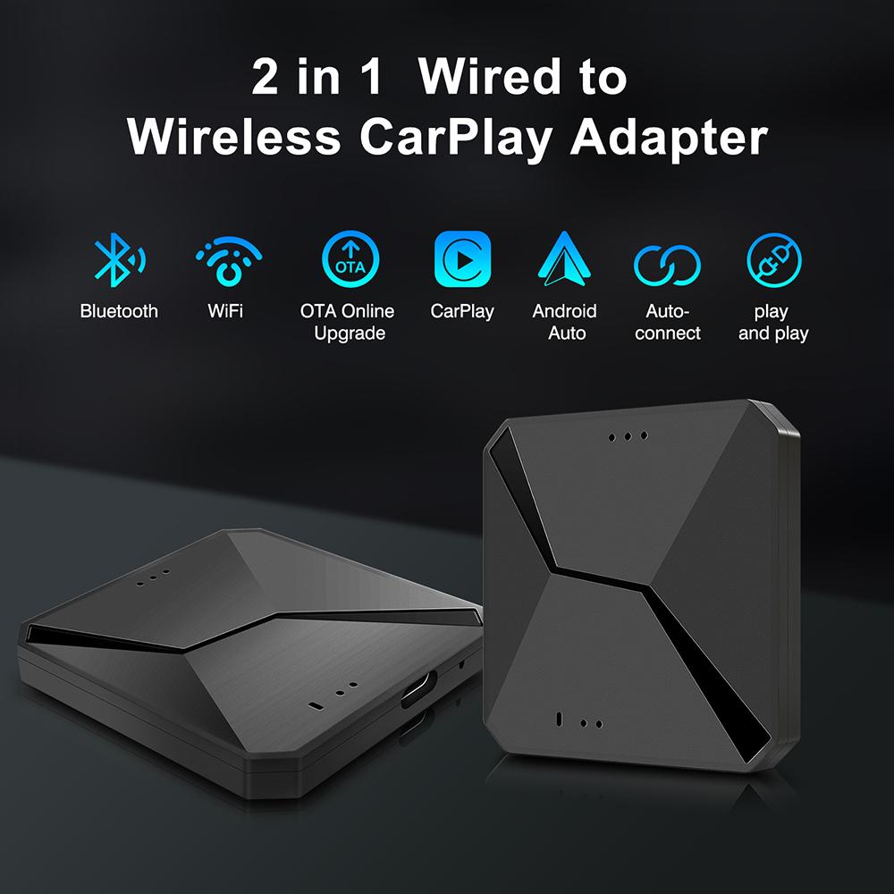 New Mini Wired To Wireless 2 In 1 AI Box Carplay 5G Wif & Bluetooth 5.0 Android Auto Plug and Play Non-inductive Connection