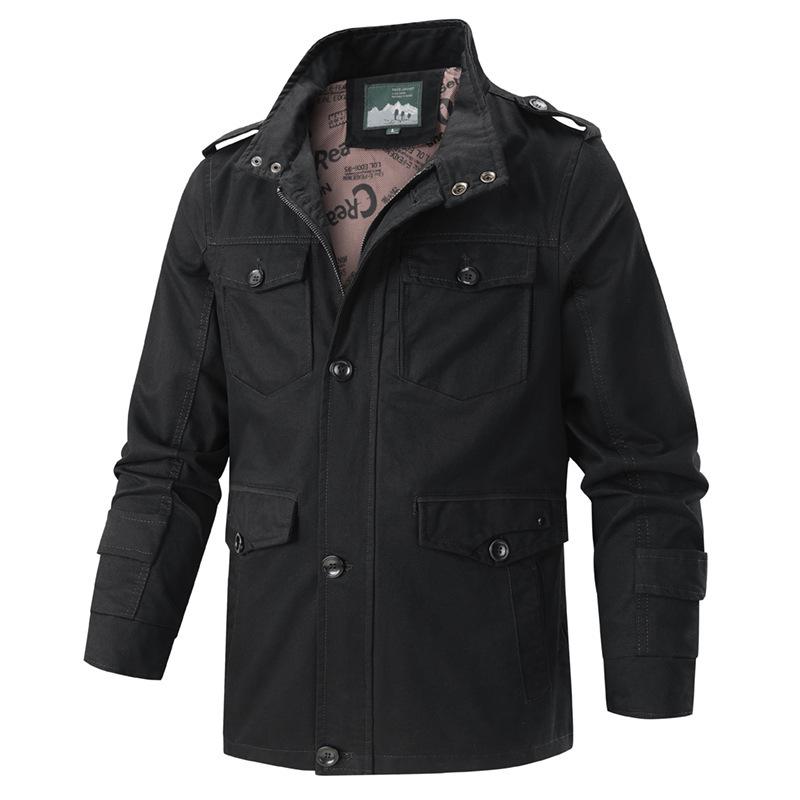 Весенне-осенняя мужская термокуртка для среднего и молодого возраста, хлопковая повседневная свободная куртка на молнии, летная куртка