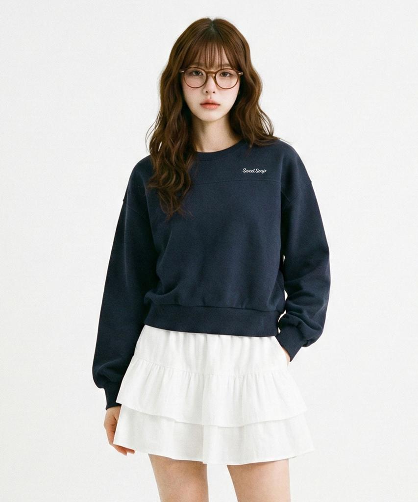 SWEET SOUP Crop Lettering Point Sweatshirt (Wc3Ltf2)