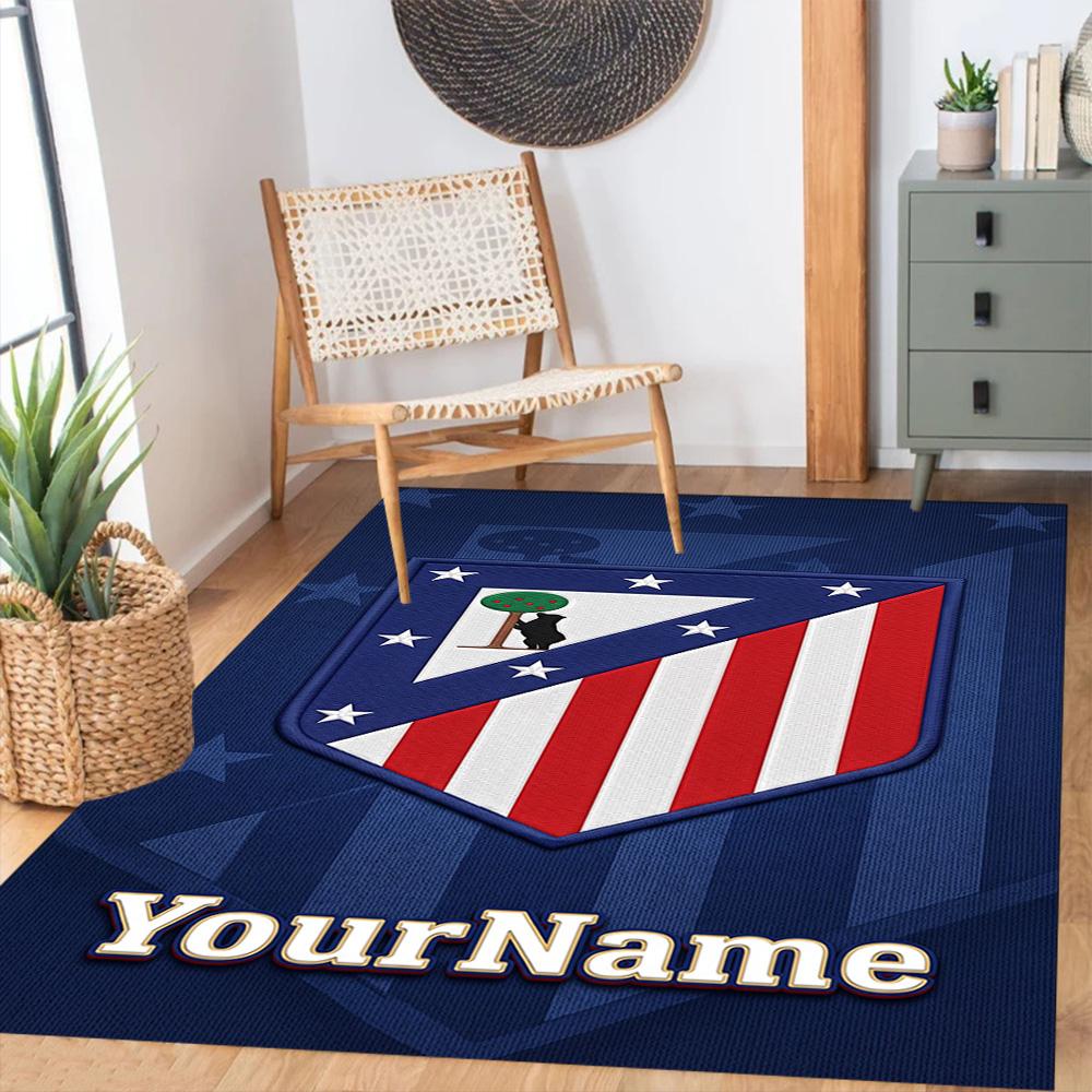 Atletico Madrid Customizable Name Floor Mat Perfect for Foyer Hallway Balcony Dining Room Anti-slip Rug Decorate Offices