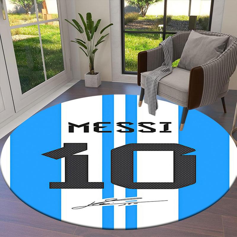 Lionel Messi Round Area Rug,Carpet Rug for Living Room Bedroom Sofa Playroom Decor,Non-slip Floor Mat