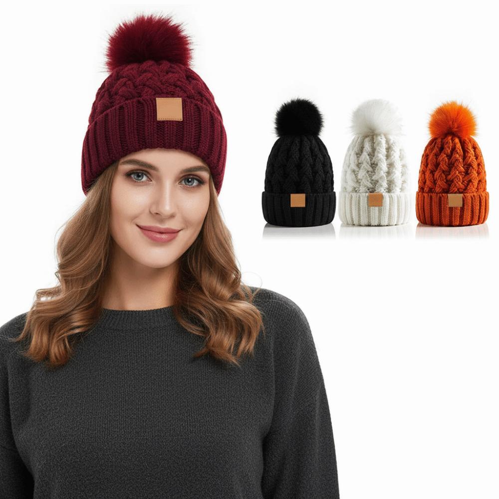 Thicken Knit Beanie Hat Twist Knitting Slouchy Warm Cap Warm Women Winter Hat Outdoors