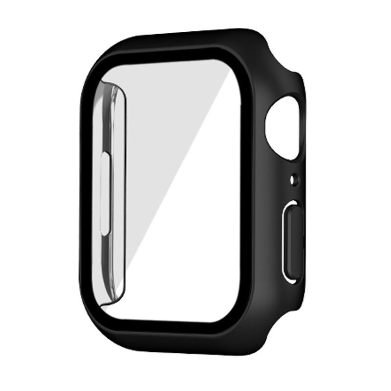 Glass+cover For Apple Watch 9 Case 45mm 41mm 44mm 40mm 42mm 38mm Accessories Plated Screen Protector iWatch series 6 5 3 se 7 8