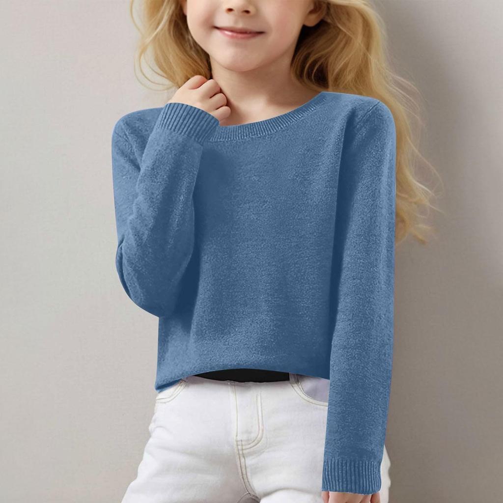 Girls Long Sleeve Round Neck Knit Pullover Jumper Tops Spring Base Layer Top Thermal Undershirt Youth Underwear 8-16Years
