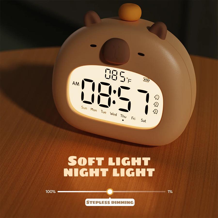 Capybara LED Digital Alarm Clock USB Rechargeable Timer Countdown Bedside Night Lights For Kids Birthday Gift Desk Decor