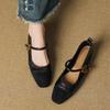 Fashion Vintage Brown Single Shoes Block Heel 2025 New Spliced One Strap Mary Jane Women's Shoes