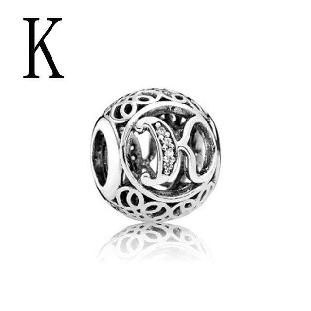 Европейская буква "сделай сам", бусина подходит для оригинального шарма, посеребренный браслет S925, брелок, ювелирное изделие для женщин, изготовление