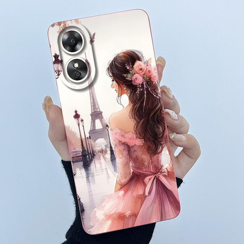 Для OPPO A17 A17K 2022 CPH2477 Чехол Задняя крышка Милый Панда Милые Девочки Мягкий Силикон ТПУ Чехол для Телефона Ударопрочный Защитный Корпус