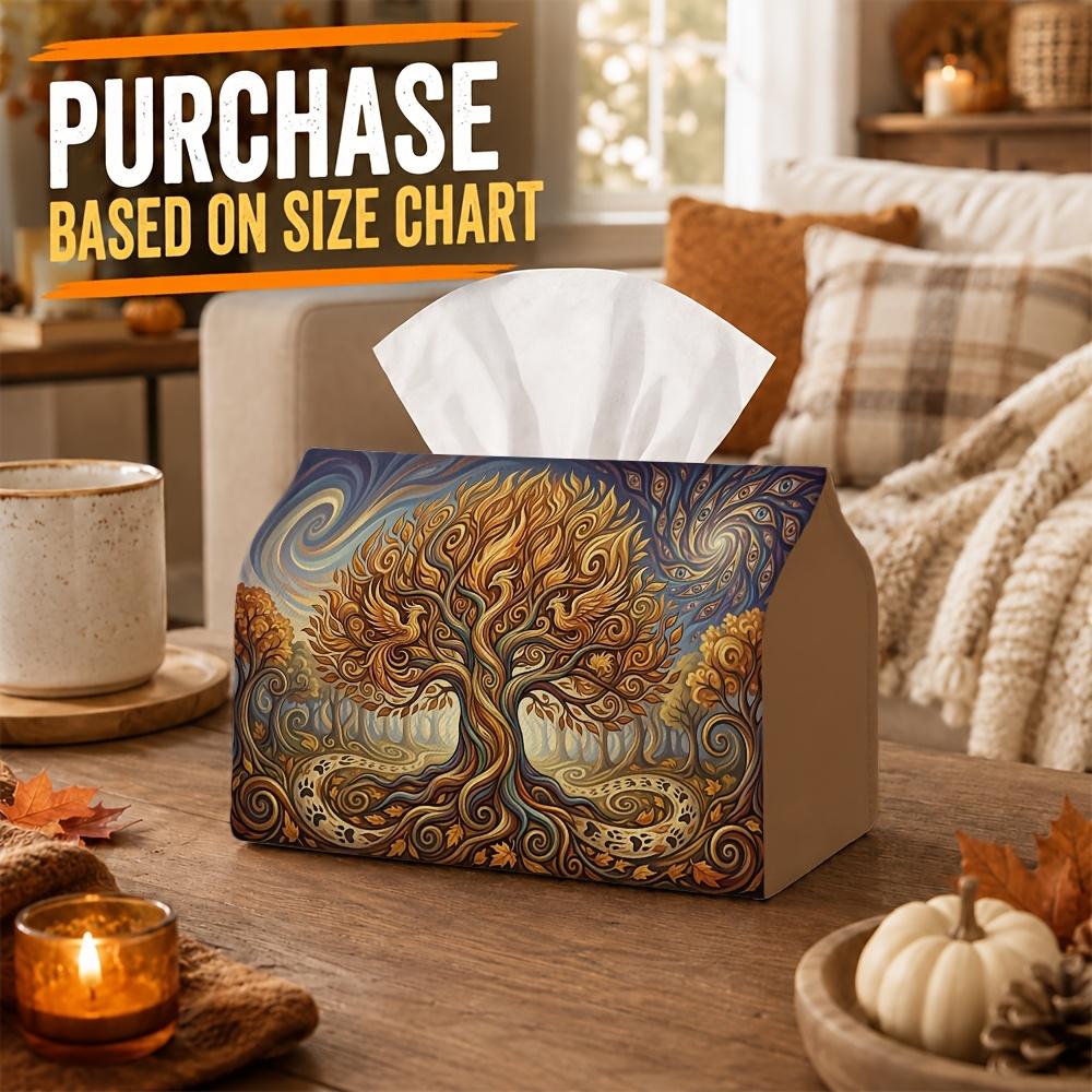1pc Post Impressionist Tissue Box - Tree Swirl Landscape Napkin Storage Box, Suitable for Rolls/facial Tissues,multi-functional Storage Box for Cozy F