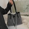 Luxury Rhinestone Bucket Tote Bag Women Fashion Large Capacity Handle Shopping Shoulder Bag