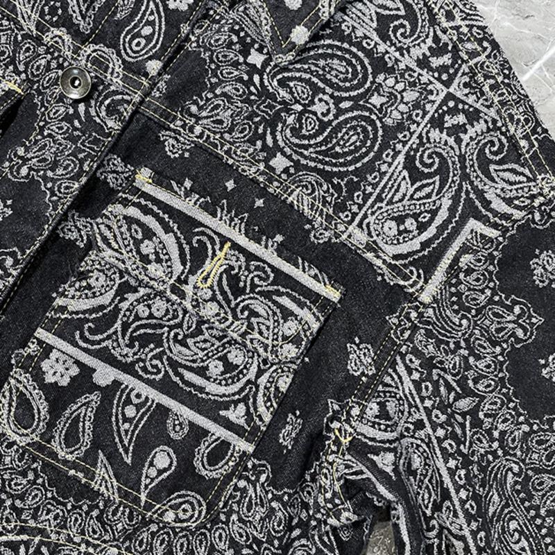 Модная брендовая джинсовая куртка с цветком кешью, мужская новая осенняя одежда, модная джинсовая куртка