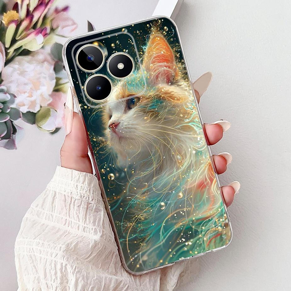 For Realme Note 50 Case RMX3834 Cute Cat Painted Cover Clear Silicone Soft TPU Phone Case For Realme Note 50 Note50 Fundas Coque