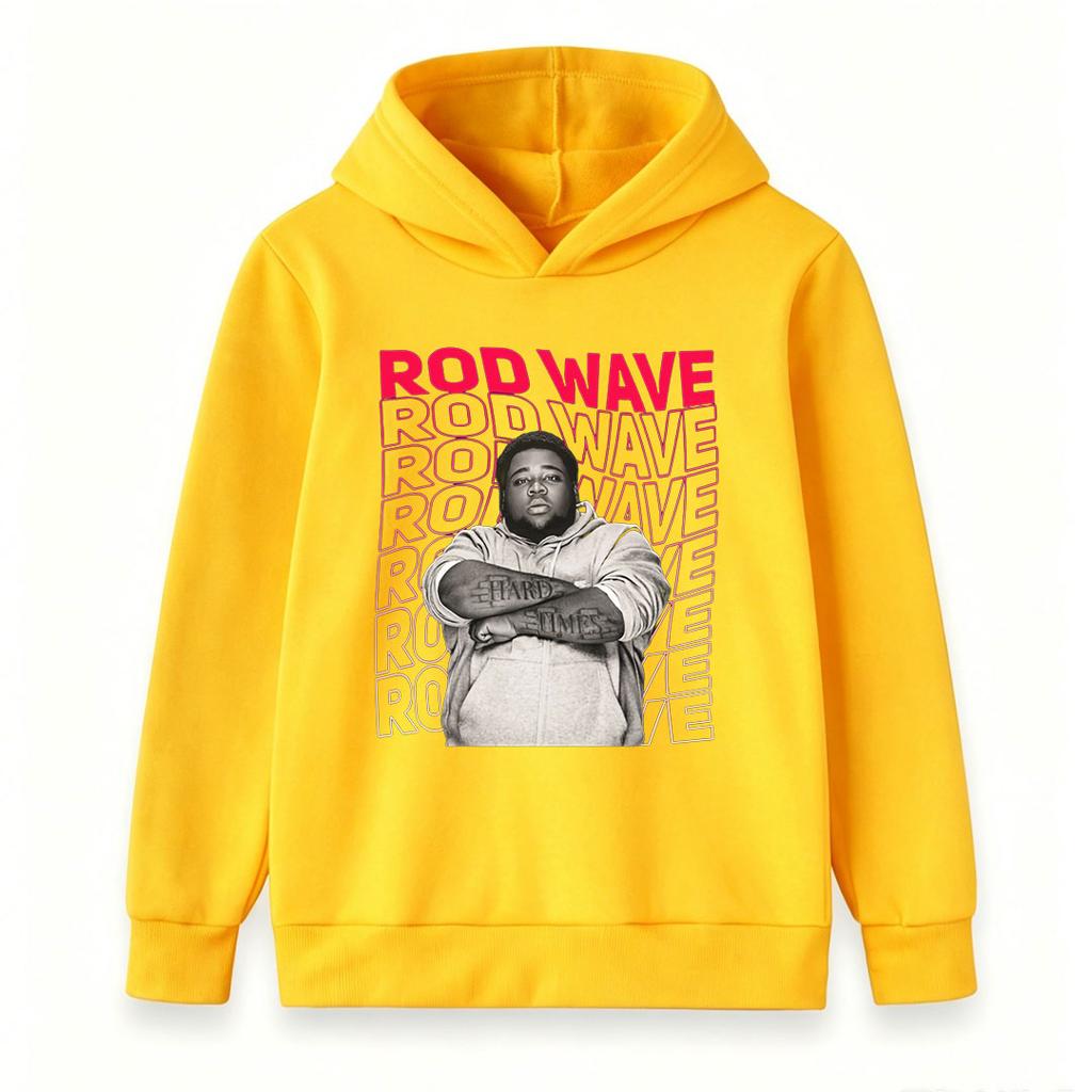 Kids Boys Girls Pullover Hoodie, Stylish Rapper Portrait Print Long Sleeve Casual Sweatshirt, Comfortable Lightweight Hooded Top for Daily Street Wear
