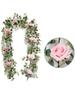 185cm Faux Leaves Floral Artificial Flower Eucalyptus Garland Camellias Silk Rose Peony Vine Decorations for Wedding Wall Decor Garden Home Party