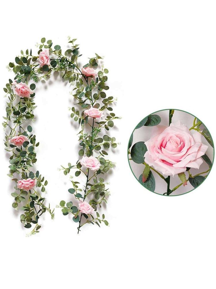 185cm Faux Leaves Floral Artificial Flower Eucalyptus Garland Camellias Silk Rose Peony Vine Decorations for Wedding Wall Decor Garden Home Party