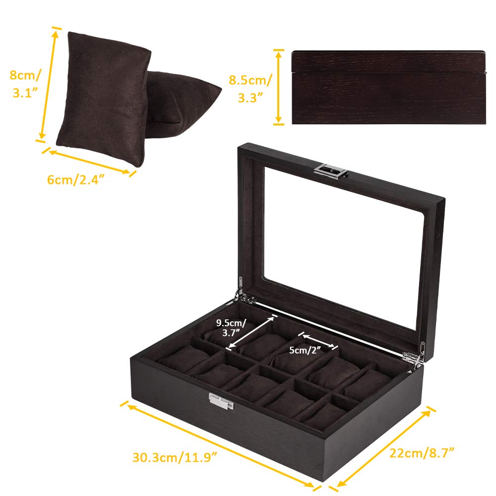 Baskiss Wooden Watch Case, Watch Storage Box, Luxury Watch Collection Case (10 Watches)