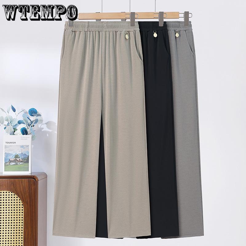 Mom's Summer Pants Grandma's Thin Cropped Pants Women's Pants High Waist Straight Leg Loose Grandma Pants