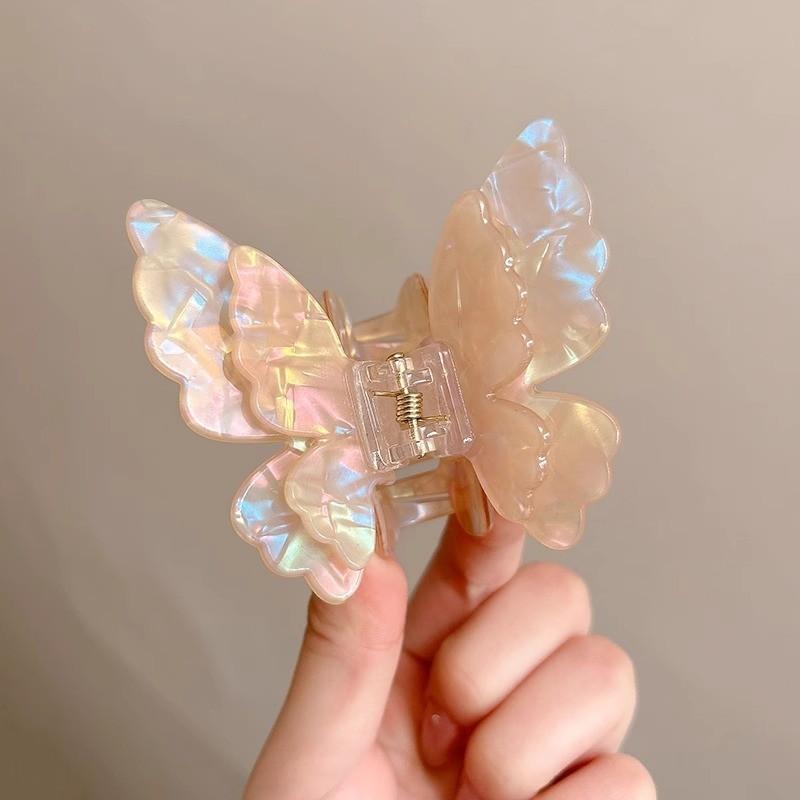 Colorful Butterfly Hair Clip for Women Sweet Flower Frangipani Hair Claw Clips Acetic Acid Hair Accessories Ponytail