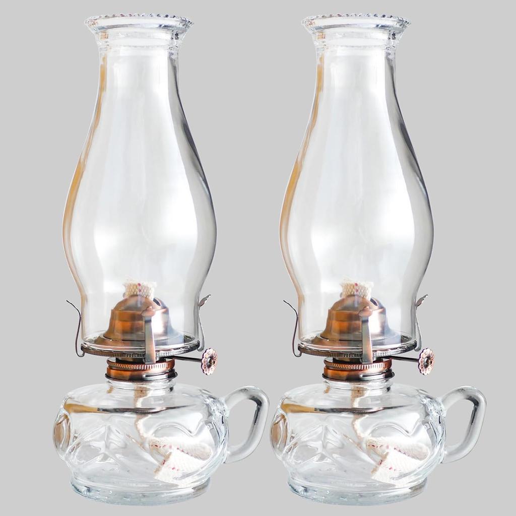 2 Pieces Oil Lamp Chimney 3 Inch Base 8 2/8 Inch Height Kerosene Lamp Shade Tall Clear Glass Replacement Lamp for Oil and Kerosene Style Lamps