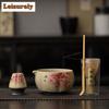 Набор Firestone Red Matcha из восьми предметов с керамической пиалой для чая с золотой панда, подставкой для венчика, Байнбэньли, украшениями, аксессуарами, принадлежностями
