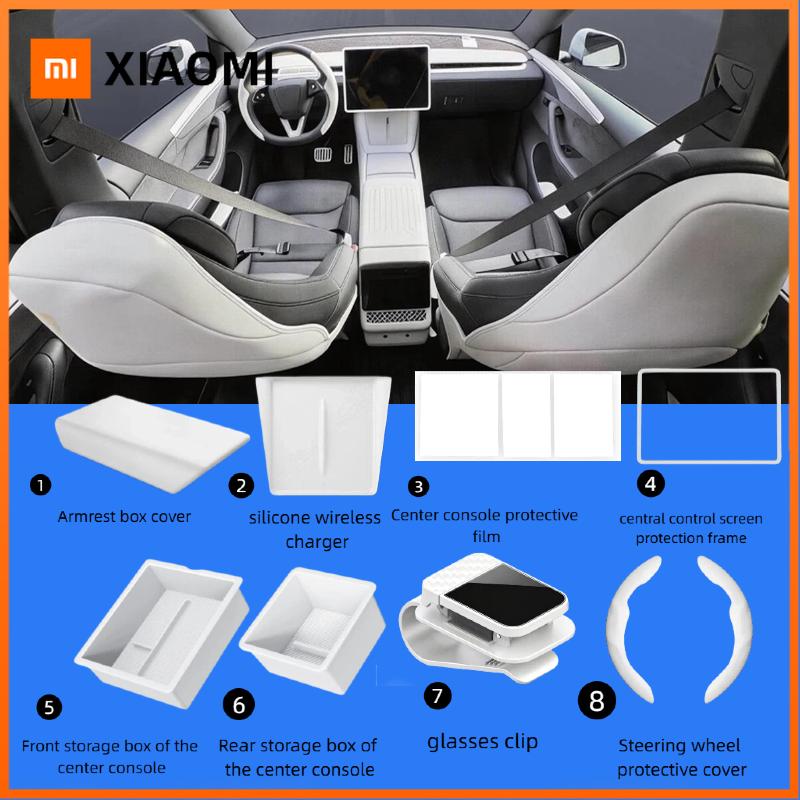 Xiaomi For Tesla Model Y YL Juniper Model 3 Highland 2026 Console & Armrest Storage Box ABS Non-slip Mat Cup Holder Box Accessories