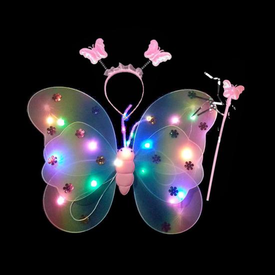 1 комплект, набор светящихся крыльев бабочки, детский наряд со светящимися крыльями для костюма на Хэллоуин, украшение для вечеринки