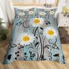 Dandelion Floral Duvet Cover King Queen Wooden Plank Farmhouse Comforter Cover Microfiber Dragonfly Botanical Weed Bedding Set