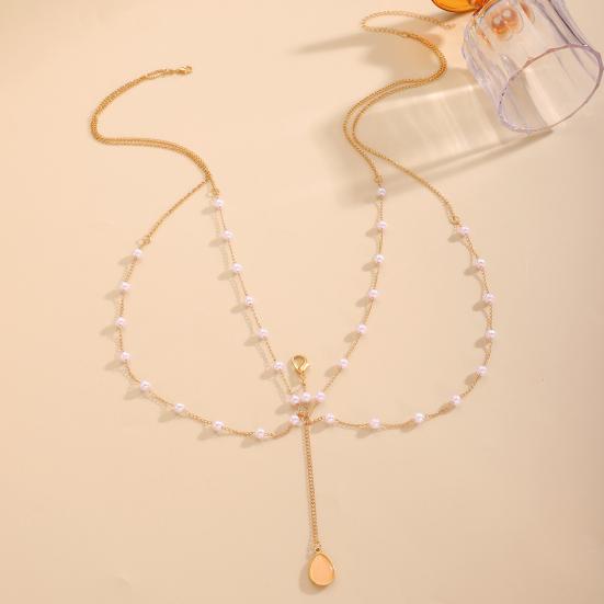 Цепочка на тело Многослойная Двухслойная Цепочка на Тело с Морской Тематикой Имитация Жемчуга Ракушки Морские Звезды Дизайн с Драпировкой