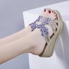 Fashion Summer Women Slippers Crystal Roman Style Round Toe Platform Outdoor Flip Flops Casual Daily Wedge High Heel Beach Sandal Slides
