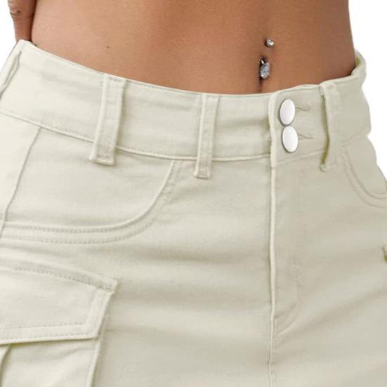 Женская мини-джинсовая юбка с низкой талией, юбка-карго с карманом, однотонная, на пуговицах, на молнии, короткая юбка, уличная одежда