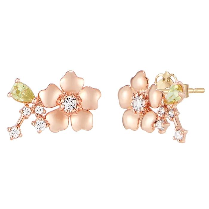 14K Cherry Blossom Peridot Earrings PTGE0085