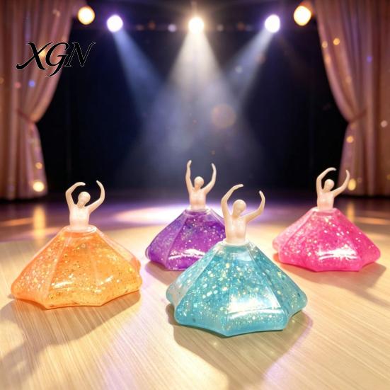 Ballet Dancer Desk Ornament Stress Relief Toy, Dancing Girl Squeeze Toy with Glitter Decor Dress, Sensory Fidget for Decoration Soft